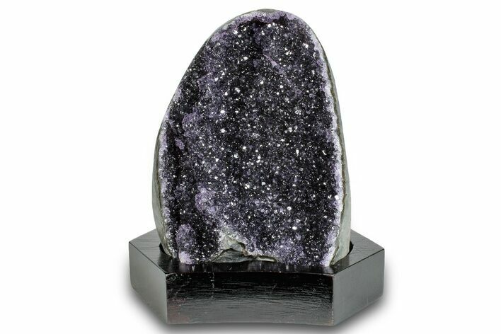 Deep Purple Amethyst Geode With Wood Base - Uruguay #275668